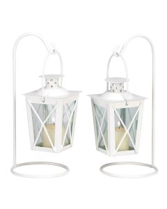 WHITE RAILROAD CANDLE LANTERNS